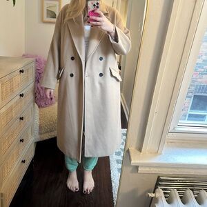 Chic Beige Double-Breasted Coat